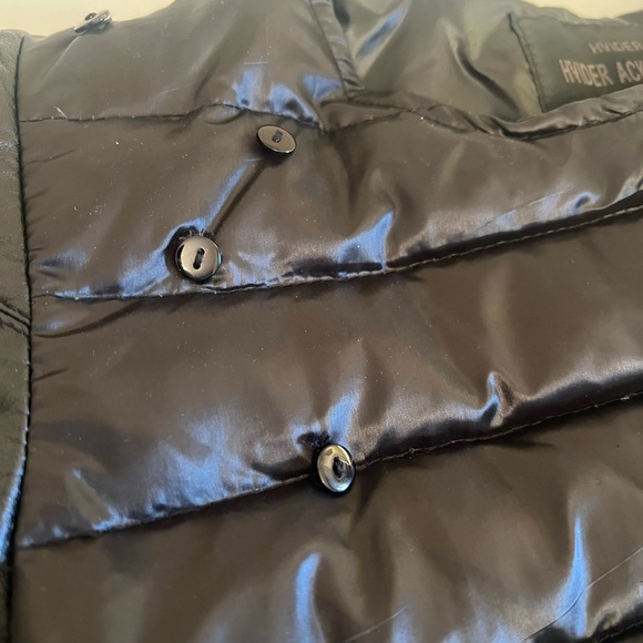 Statement Puffer Bomber Jacket Quilted Body Leather Sleeve Tiger Back Patch - Picture 5 of 16